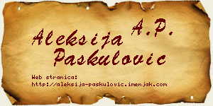 Aleksija Paskulović vizit kartica